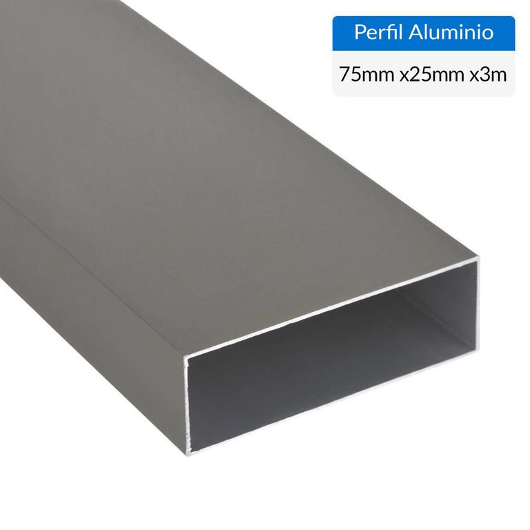Perfil Tubular Titanio 6 unidades Aluminio 75x25x1 mm 3 m