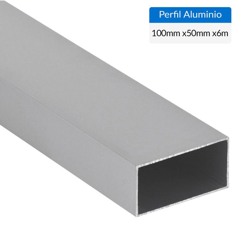 Perfil Tubular Gris 6 unidades Aluminio 100x50x1,5 mm 6 m