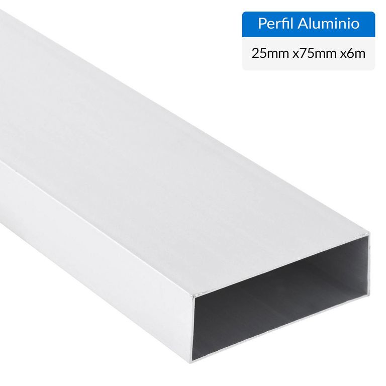 Perfil Tubular Gris 6 unidades Aluminio 75x25x1 mm 6 m
