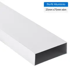 SUPERFIL - Perfil Tubular Blanco 6 unidades Aluminio 75x25x1 mm 6 m