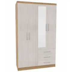 YARDAS - Clóset 4 Puerta(s) 3 Cajón(es) 2 Repisa(s) 110x180x45 cm Gris Claro