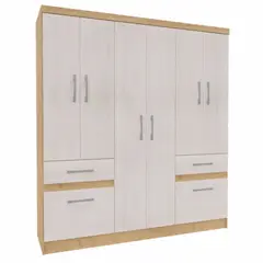 YARDAS - Clóset 6 Puerta(s) 2 Cajón(es) 1 Repisa(s) 162x180x45 cm Blanco/Natural