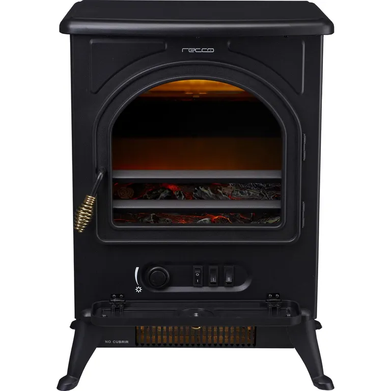 Chimenea Eléctrica Ptc Clásica 1800 W Aire Forzado Negro