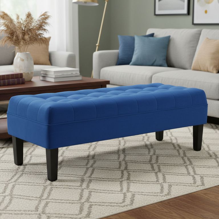 Banqueta 42x45x120 cm felpa azul rey
