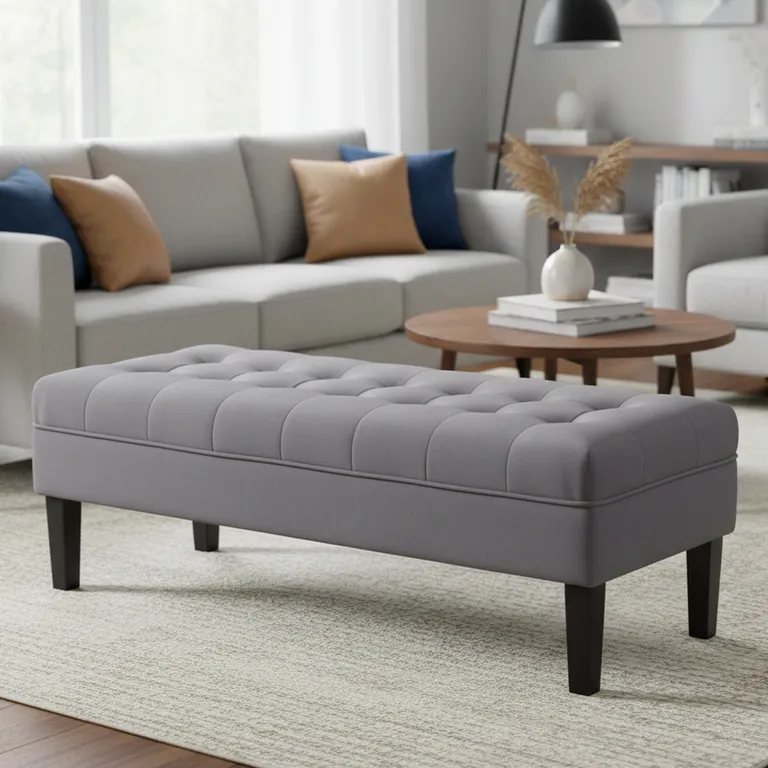 Banqueta 42x45x120 cm felpa gris