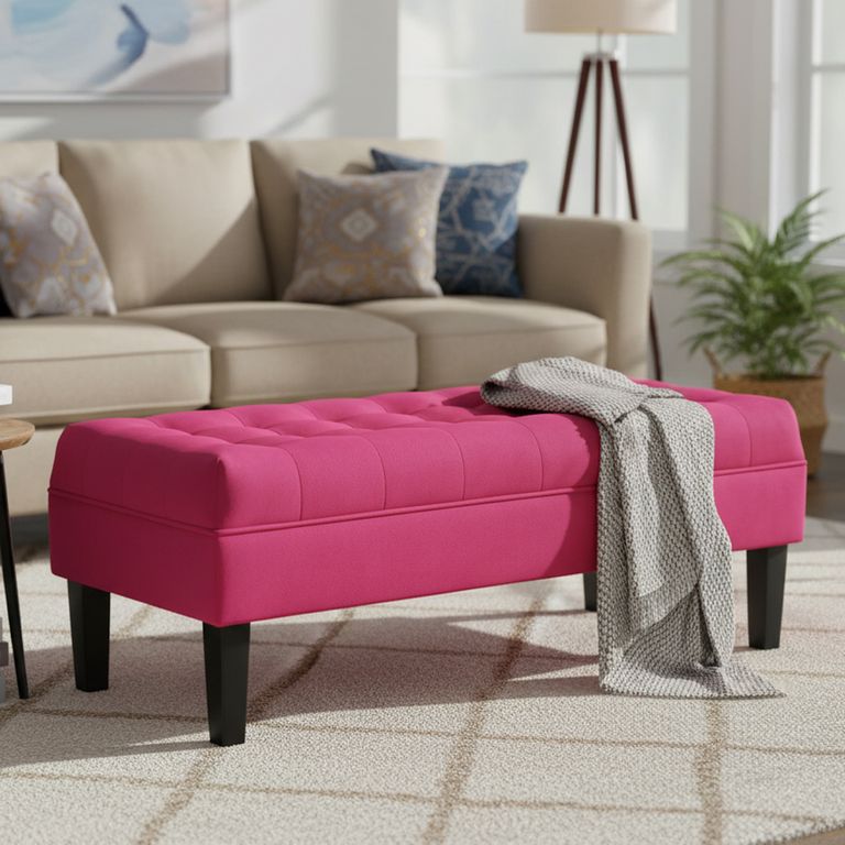 Banqueta 42x45x120 cm felpa fucsia
