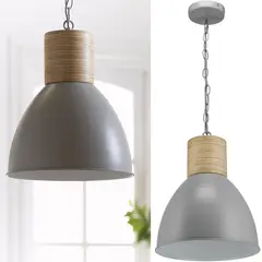 JUST HOME COLLECTION - Lámpara de colgar Metal y madera Assen Gris y café