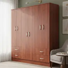 CIC - Clóset 6 Puerta(s) 4 Cajón(es) 5 Repisa(s) 156x180x47 cm Cerezo