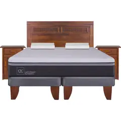 CIC - Cama Europea Ortopedic Advance King + muebles + 2 almohadas