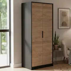 TUHOME - Clóset Kaia 2 Puerta(s) 2 Repisa(s) 80xx52,3 cm Wengué/Miel