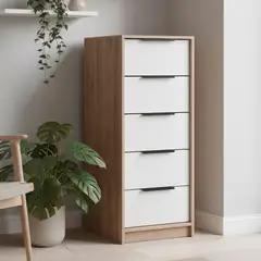 TUHOME - Cómoda 5 Cajón(es) KAIA 45x107x41.3 cm Miel/blanco