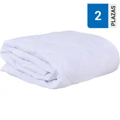 MASHINI - Cubrecolchón Ajustable 2 plazas Blanco