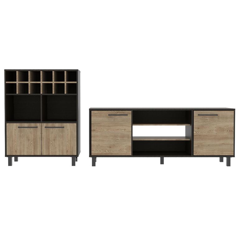 Set Rack De Tv 65" + Bar Wengue/Miel