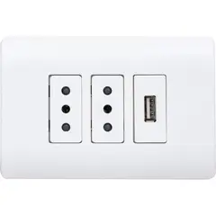 SCHNEIDER ELECTRIC - Tomacorriente doble 10 A + 1 USB 1A Gris