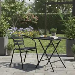 JUST HOME COLLECTION - Silla para Terraza Acero/Aluminio Negra 73x54x57 cm