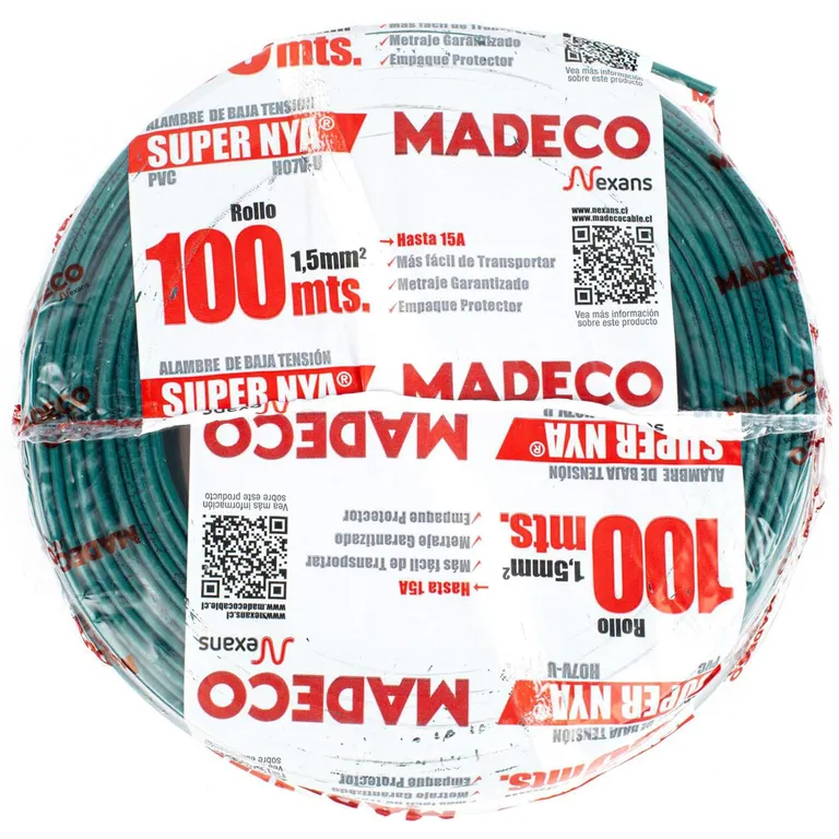 Alambre NYA 1x1,5 mm2 Verde 100 metro(s)