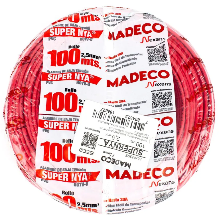 Alambre NYA 1x2,5 mm2 Rojo 100 metro(s)