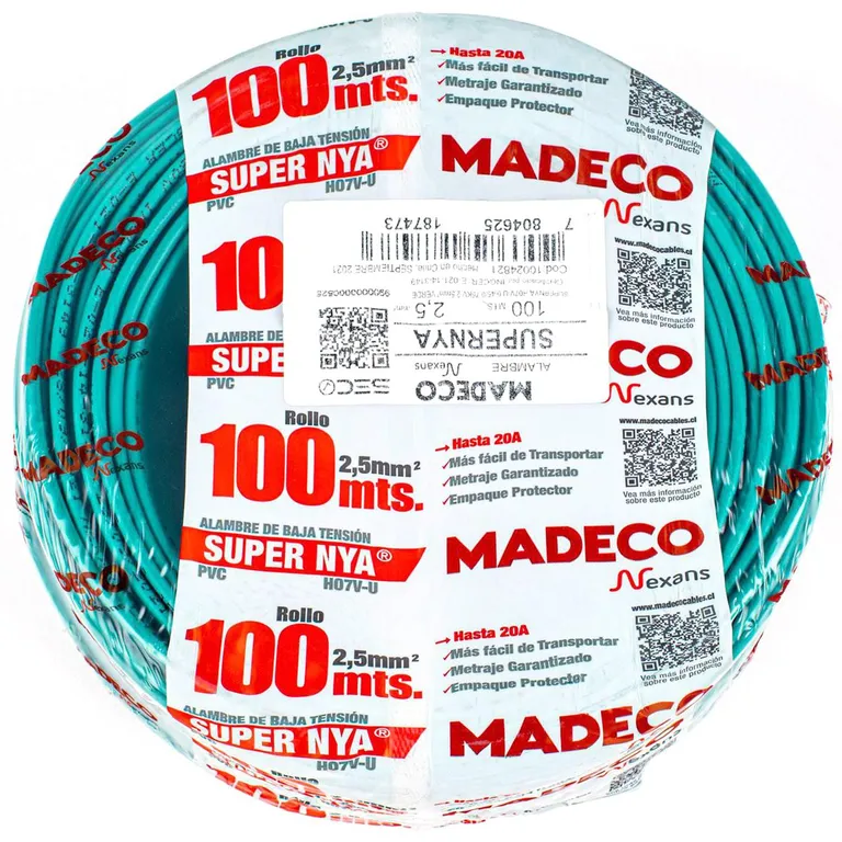 Alambre NYA 1x2,5 mm2 Verde 100 metro(s)