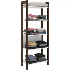 TECNOMOBILI - Estante MDF 5 Nivel(es) 65x165.5x35 cm Blanco/Nogal