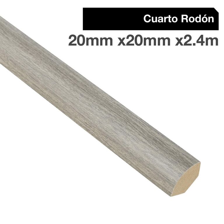 Pack 4 unidades Moldura 1/4 Rodón MDF Ceniza Atenas 20 mm 2x240 cm