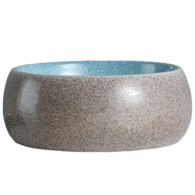 Lavamanos Sobrepuesto Forma Redonda Loza 40x15.5x40 cm Gris/Azul
