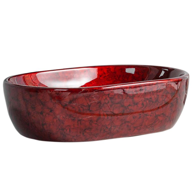 Lavamanos Sobrepuesto Forma Rectangular Loza 47.5x14.5x34 cm Rojo