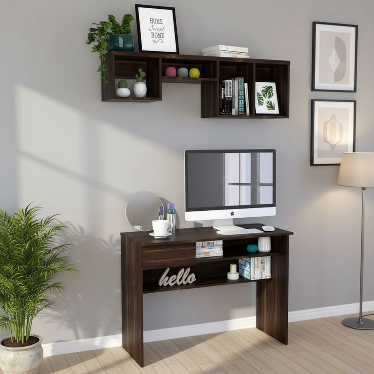 Set Escritorio + Repisa Habano