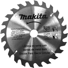 MAKITA - Disco de sierra circular 6 1/2" 24 dientes