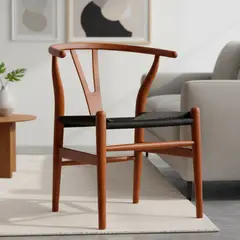 DE PIES A CABEZA - Silla Wishbone Negro/Café 76x56x52 cm