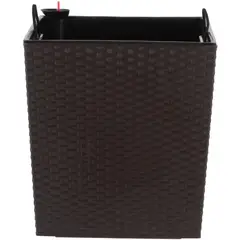 REYPLAST - Macetero autorregante cuadrado 40x40x40 cm estilo ratan marron