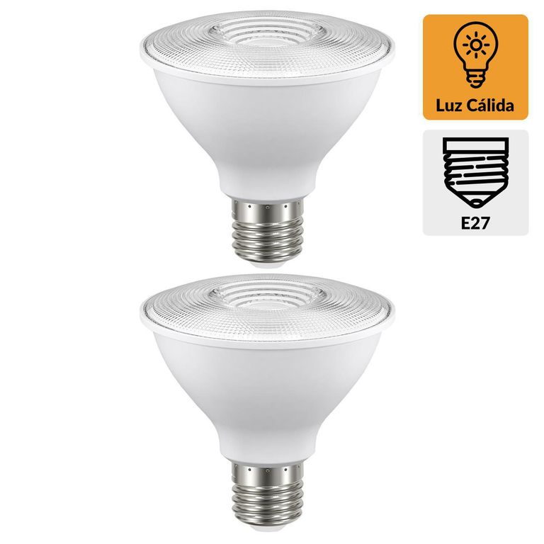 Pack 2 Focos Led 8.5 W E27 900 lm Luz Cálida
