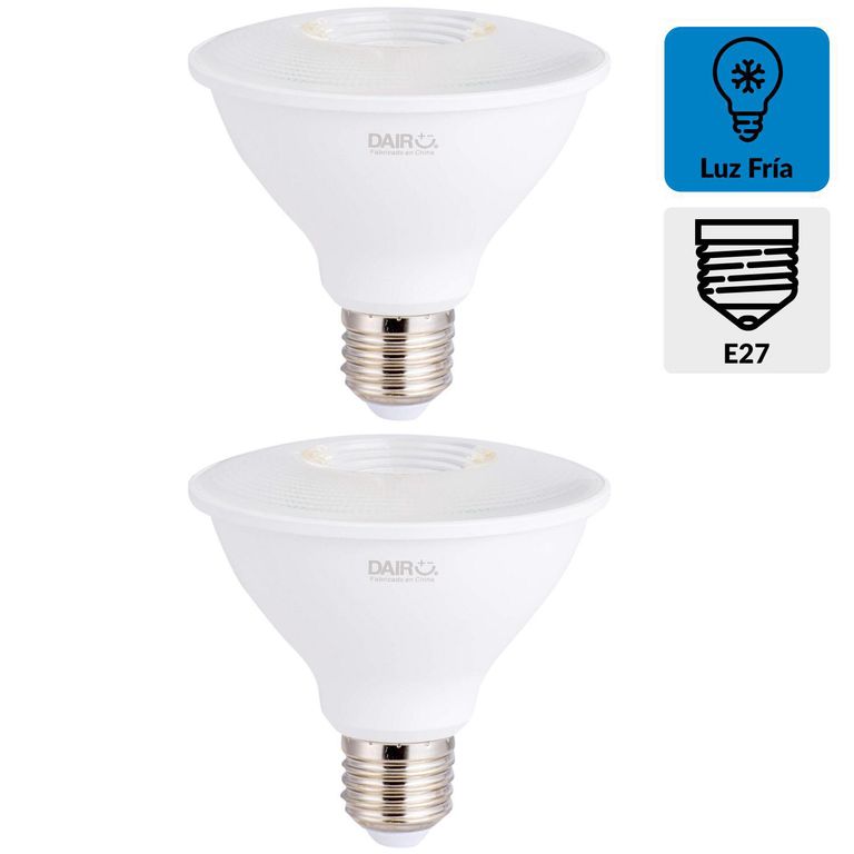 Pack 2 Focos Led 8.5 W E27 900 lm Luz Fría