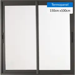 TERMOHOME - Ventana corredera 150x100 cm termopanel aluminio grafito