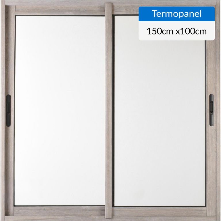 Ventana corredera 150x100 cm termopanel aluminio ceniza