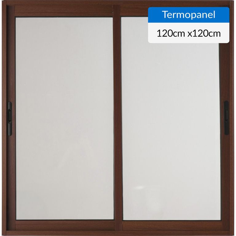 Ventana corredera 120x120 cm termopanel aluminio roble