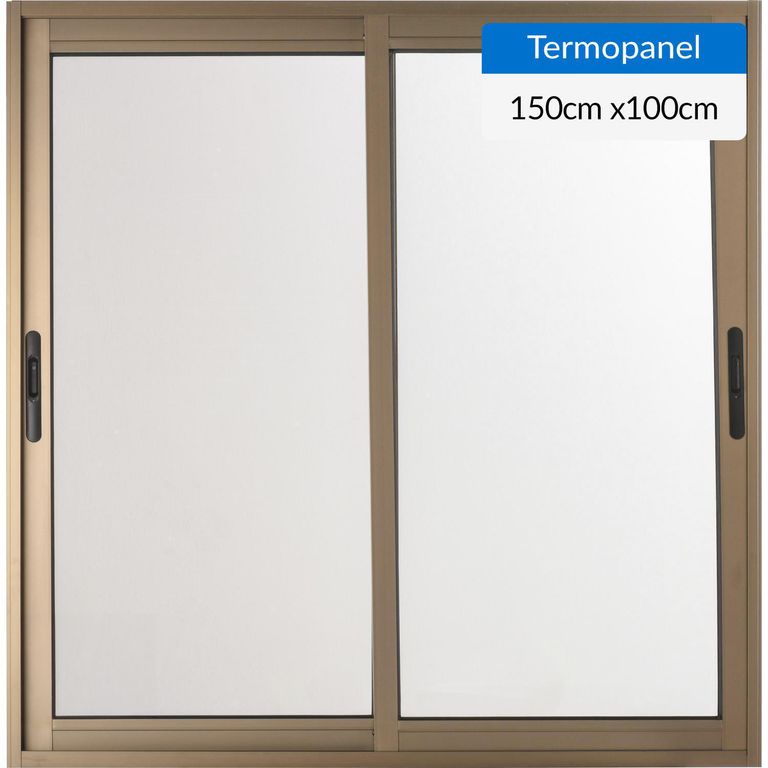 Ventana corredera 150x100 cm termopanel aluminio titanio