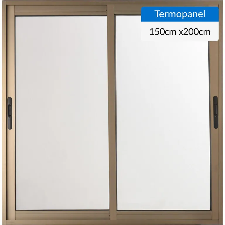 Ventana corredera 150x200 cm termopanel aluminio titanio
