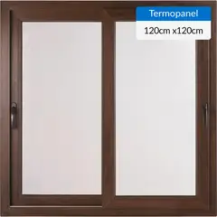 TERMOHOME - Ventana corredera 120x120 cm termopanel PVC nogal