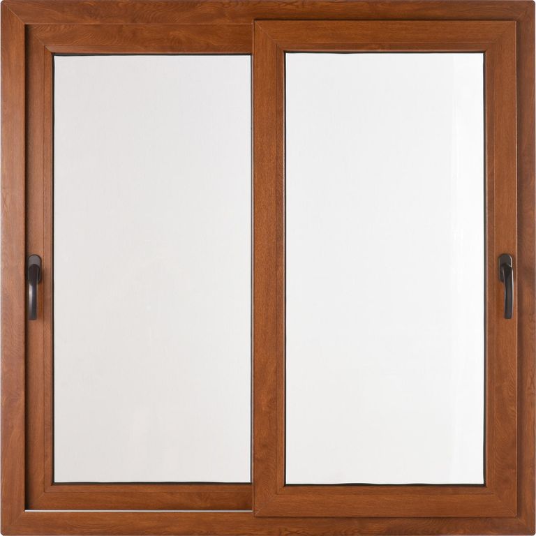 Ventana corredera 140x120 cm termopanel PVC roble