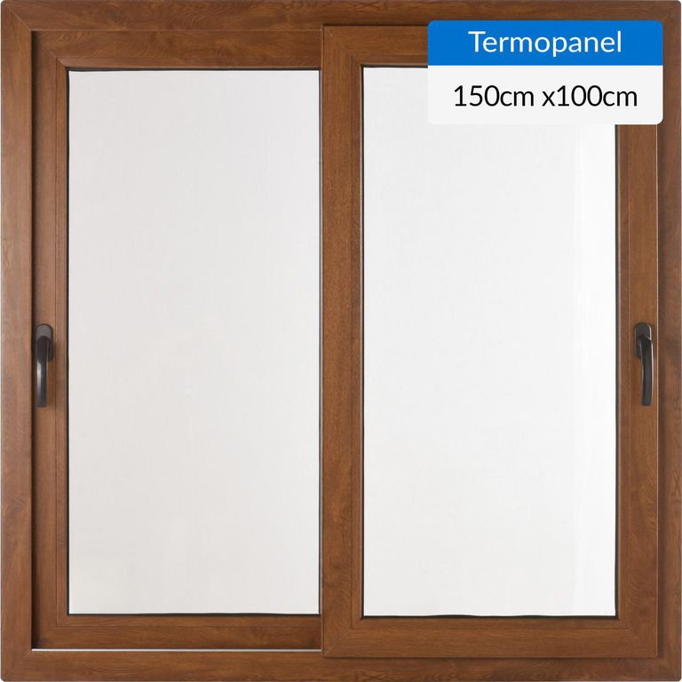 Ventana corredera 150x100 cm termopanel PVC roble