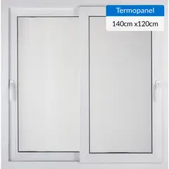 TERMOHOME - Ventana corredera 140x120 cm termopanel PVC blanco