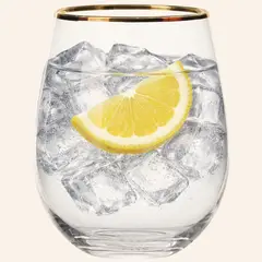 JUST HOME COLLECTION - Set 4 Vasos Vidrio 450 ml Borde Dorado