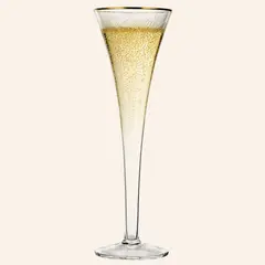 JUST HOME COLLECTION - Set 4 Copas Vidrio Champagne 200 ml Borde Dorado