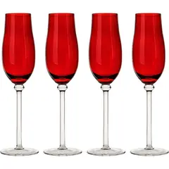 JUST HOME COLLECTION - Set 4 Copas de Champán 200 ml Vidrio Roja