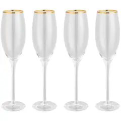 JUST HOME COLLECTION - Set 4 Copas de Champán 200 ml Vidrio Transparente