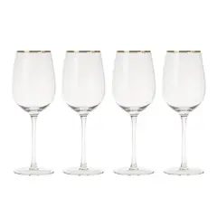 JUST HOME COLLECTION - Set 4 Copas de Vino tinto 450 ml Vidrio Transparente
