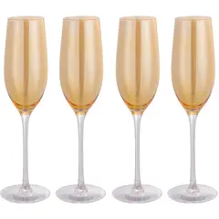 JUST HOME COLLECTION - Set 4 Copas de Champán 200 ml Vidrio Dorada