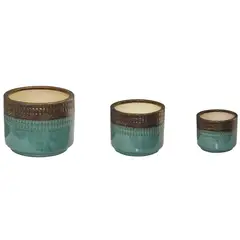 JUST HOME COLLECTION - Set 3 Maceteros de Cerámica Nihi Verde Jade