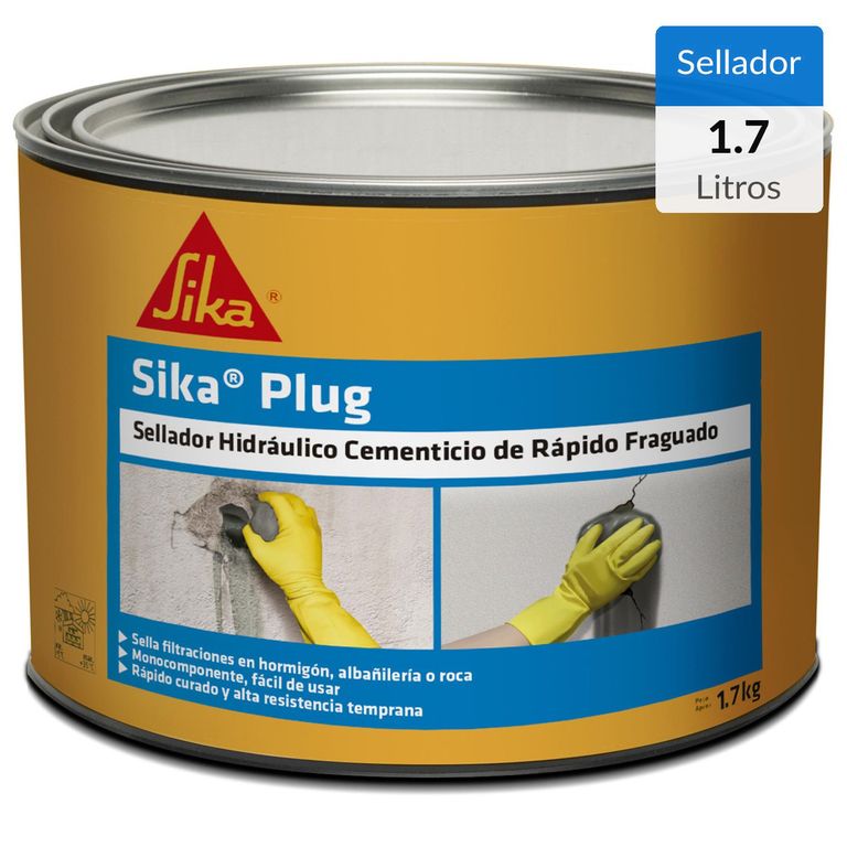 Sikaplug Sellador Hidráulico Cementicio de Rápido Fraguado Tarro 1,7 Kg
