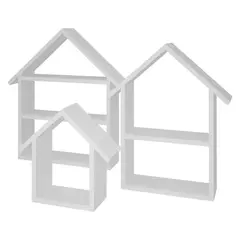 DE PIES A CABEZA - Set de Repisas Casita Madera 3 Nivel(es) 33x62x13 cm Blanco